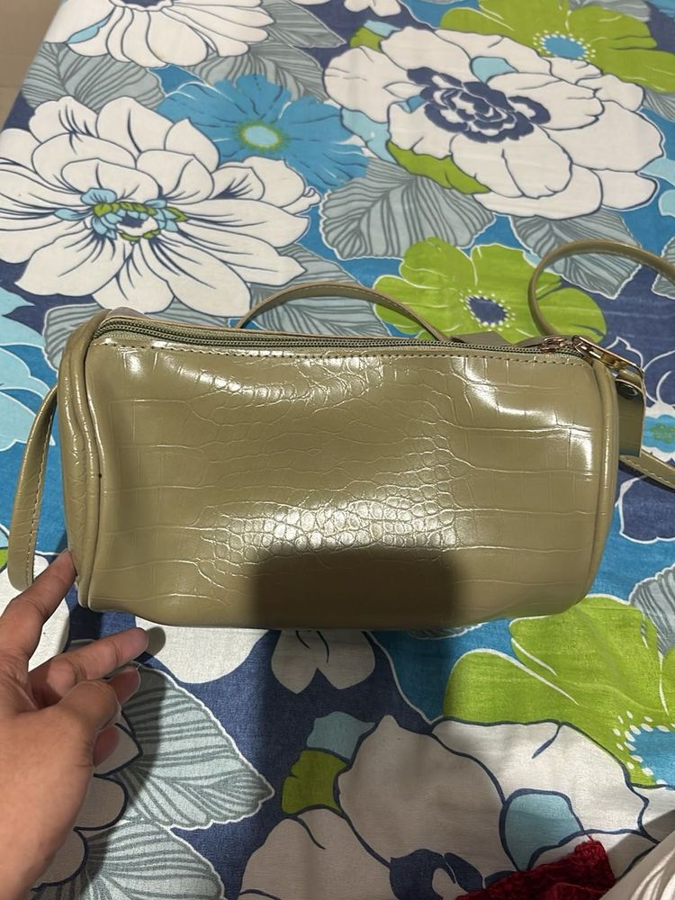 Olive Cylindrical Crossbody Bag