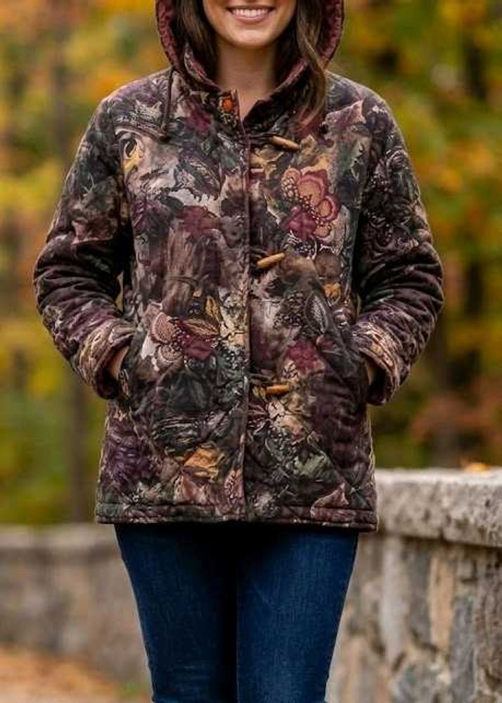 Floral Quilted Hooded Jacket