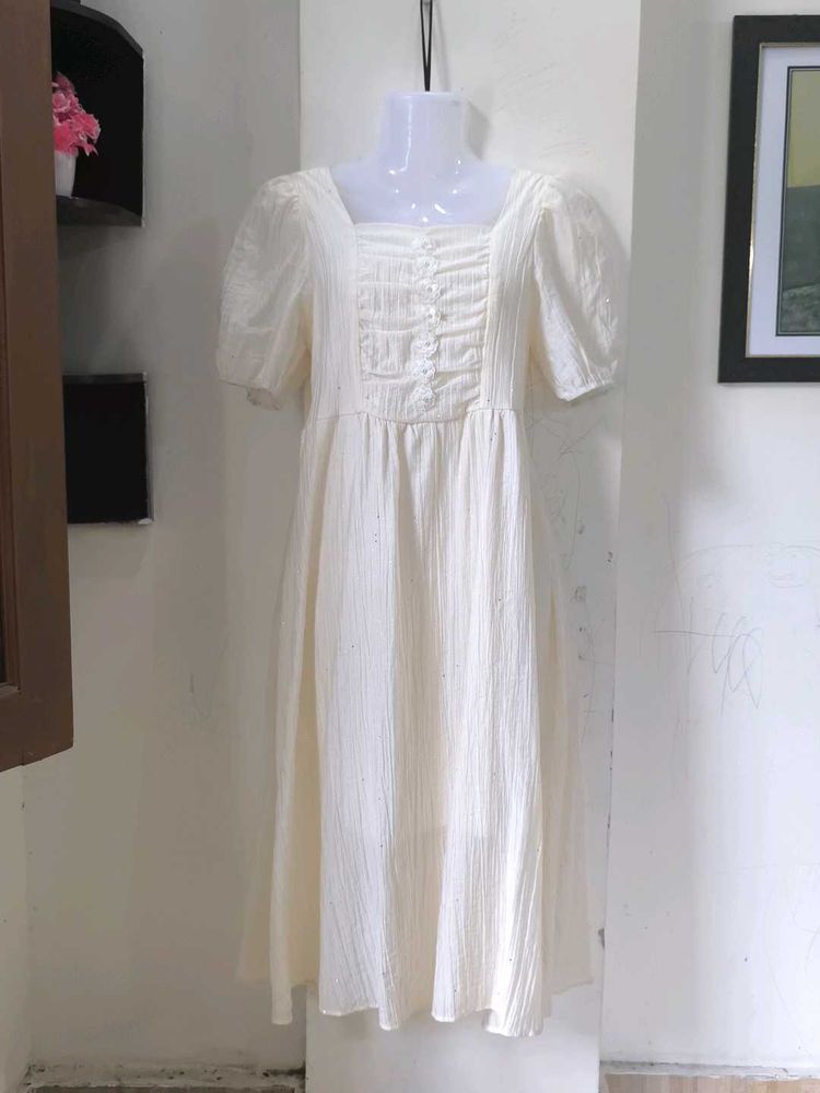 White Puff Sleeve Dress(No Return)
