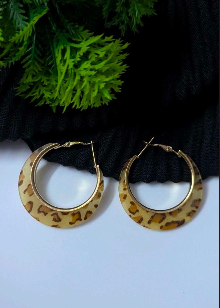 Leopard Print Hoop Earrings