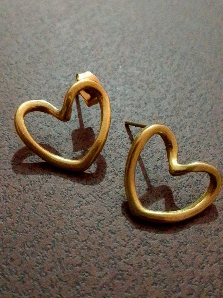Gold Heart Stud Earrings