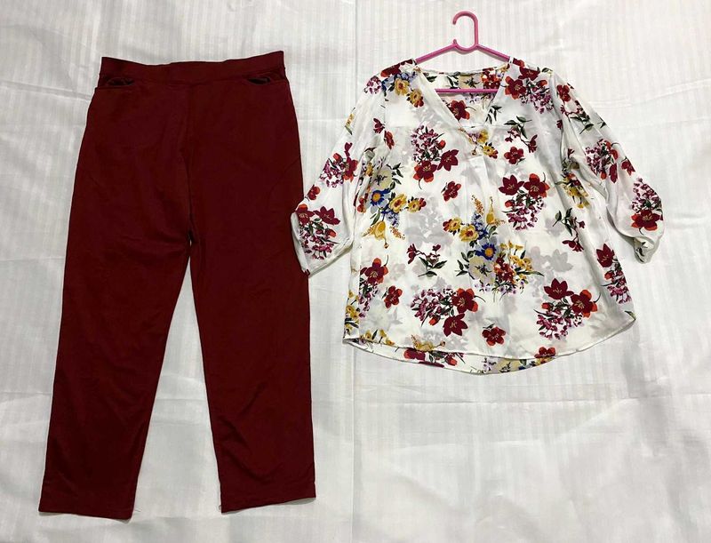 Floral Top &amp; Pants Co-ord Set Bust 36/38