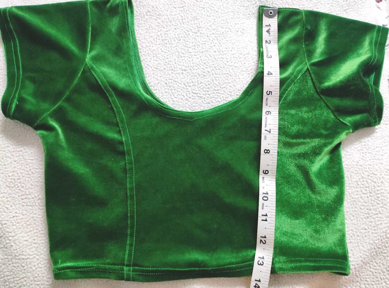 Stretchable Slip on Velvet blouse With Short Sleev