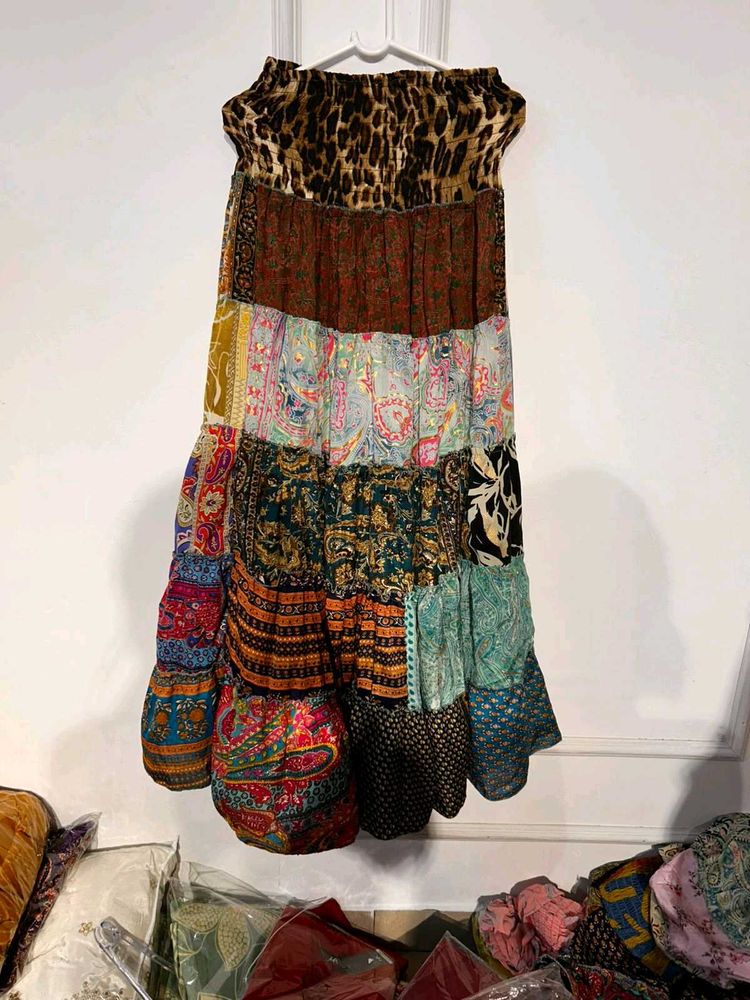 Boho Skirts With Smocked Waist