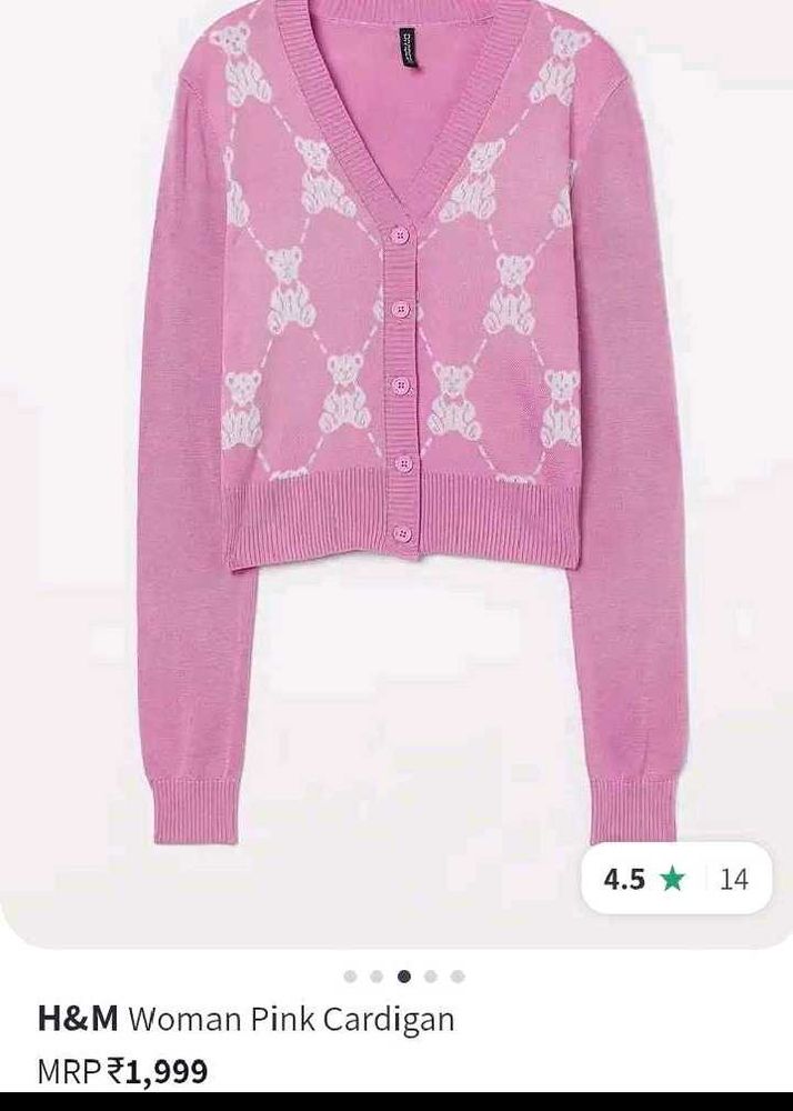 H&amp;M Pink Teddy Bear Cardigan
