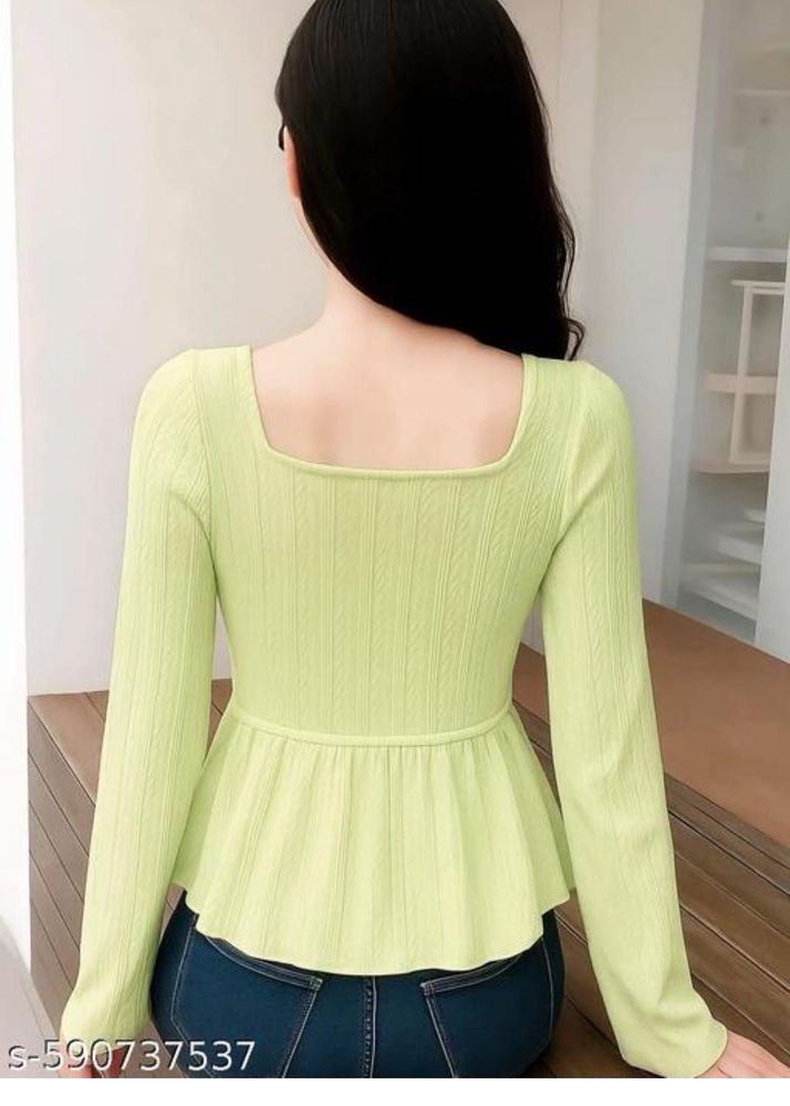 korean Chic Green Peplum Top