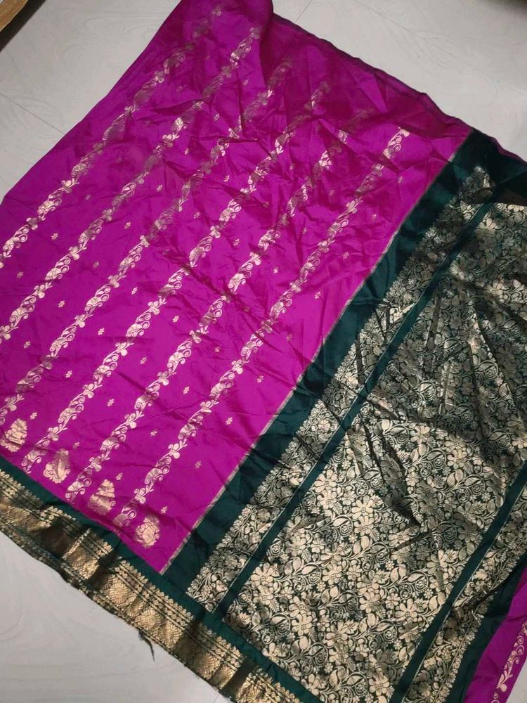 Pink And Green Pattu Saree