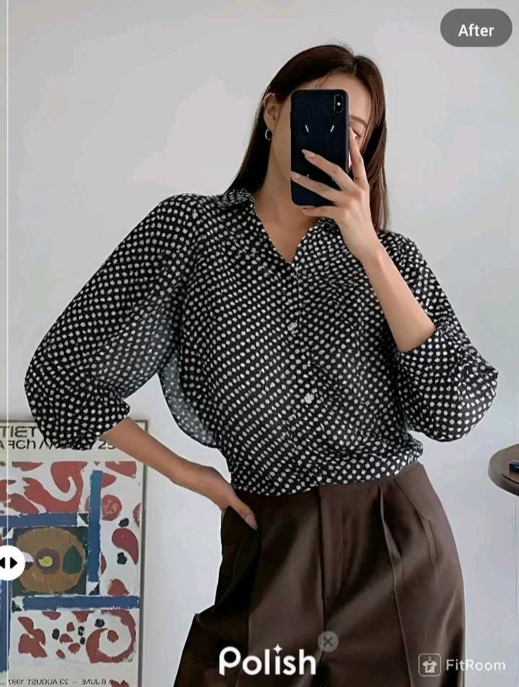 New With Tag Dotted Bow Frill Shirt