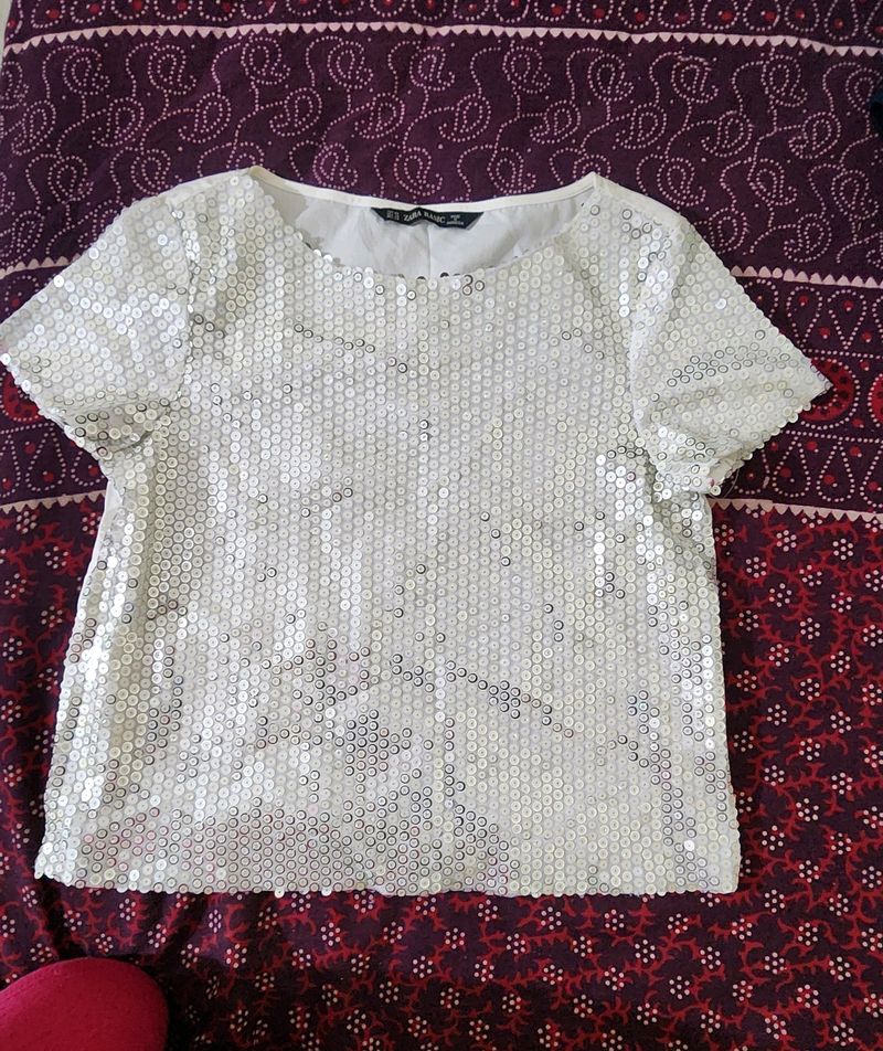 ZARA Sparkle N Shine silver  Top