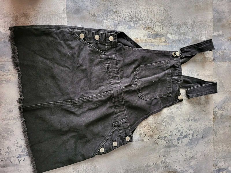 Black Denim Pinafore Dress