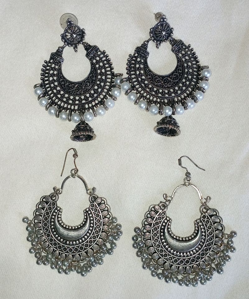 Combo Of 2 Silver Jhumkas.