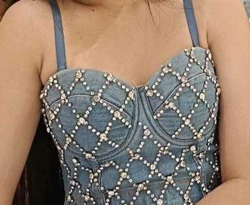 Denim Party Crop Top (Bralette Shaped)