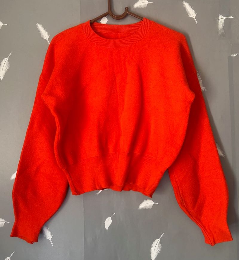 Vibrant Orange Knit Sweater