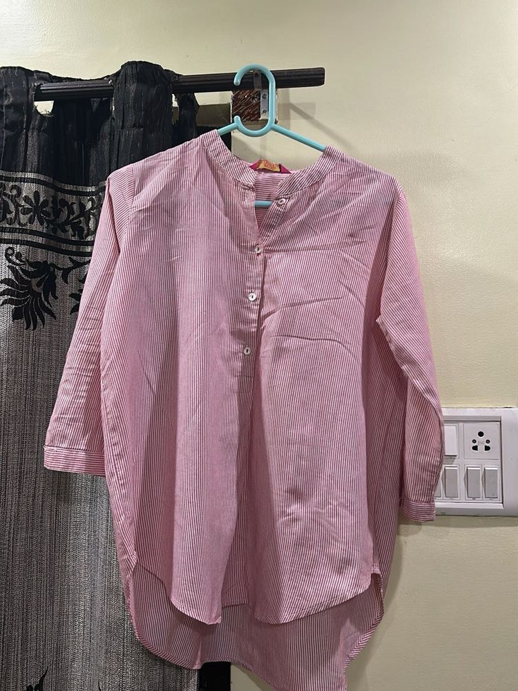 Striped High-Low Blouse