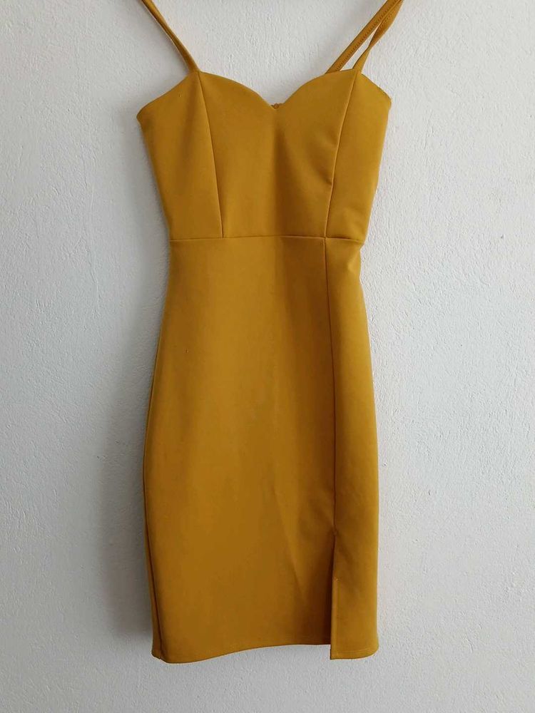 Mustard Bodycon Mini Dress