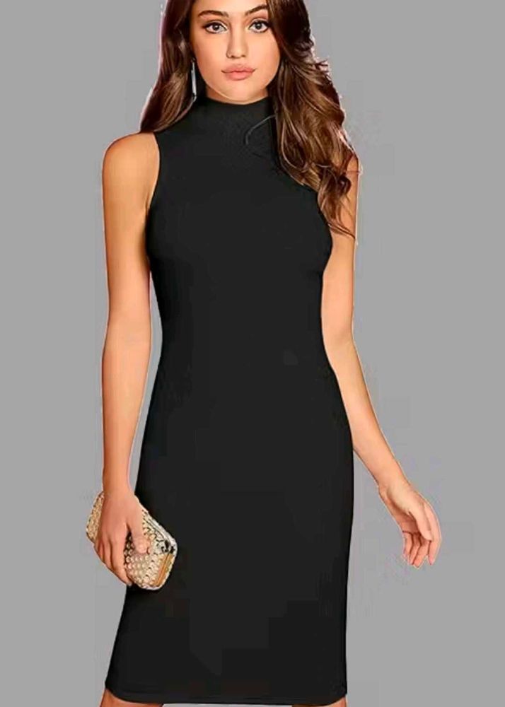 Women&#39;s high neck sleeveless dress