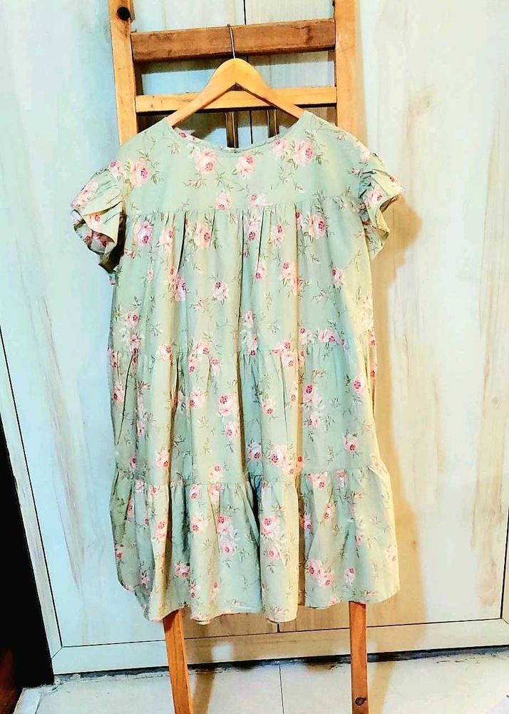 Light Green Cotton Dress Bust Size-48