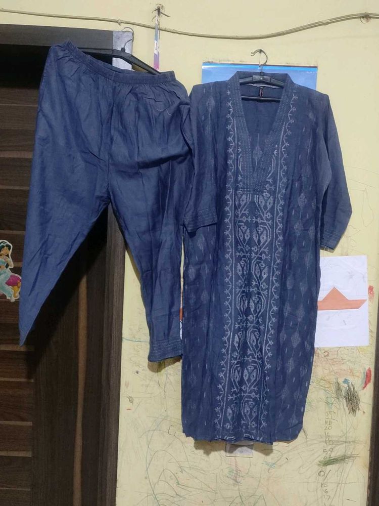 Blue Embroidered Kurta Set