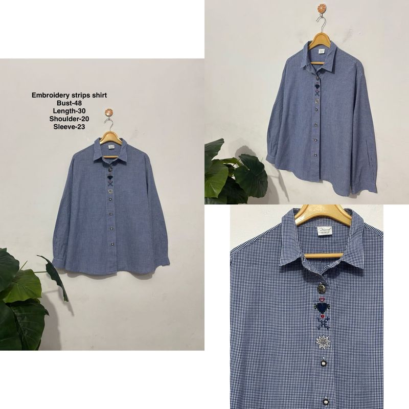 Gingham Embroidery Shirt