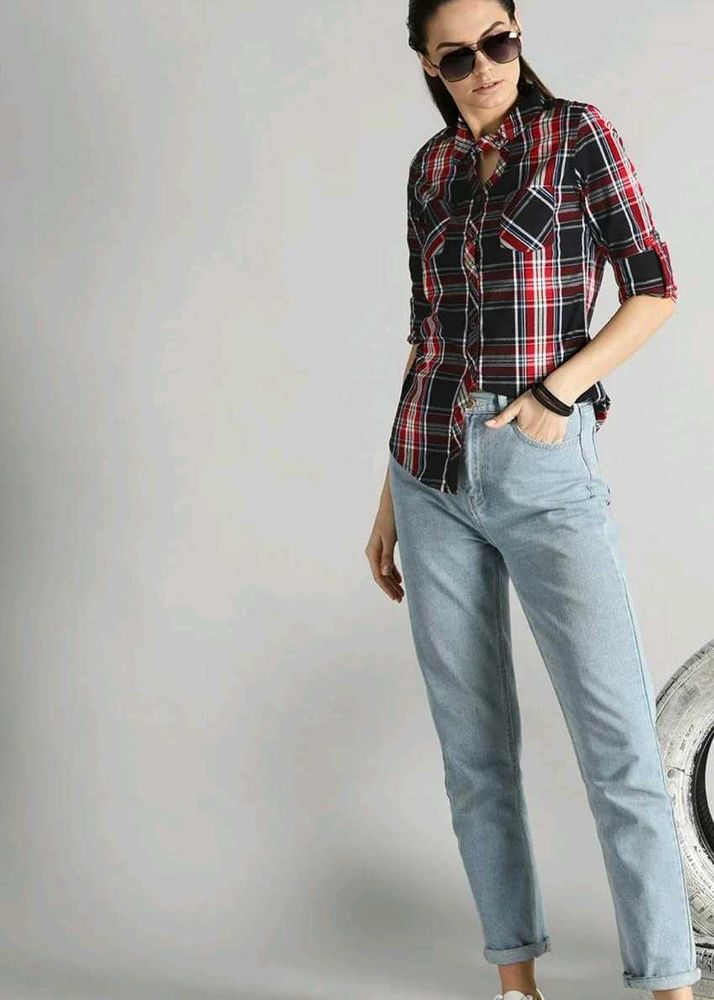 Plaid Casual Shirt in Size-S