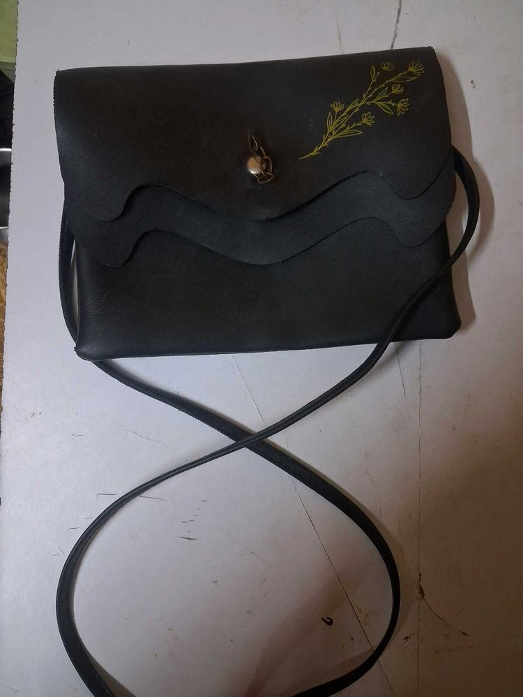 Cute Black Crossbody Bag with Floral Detail