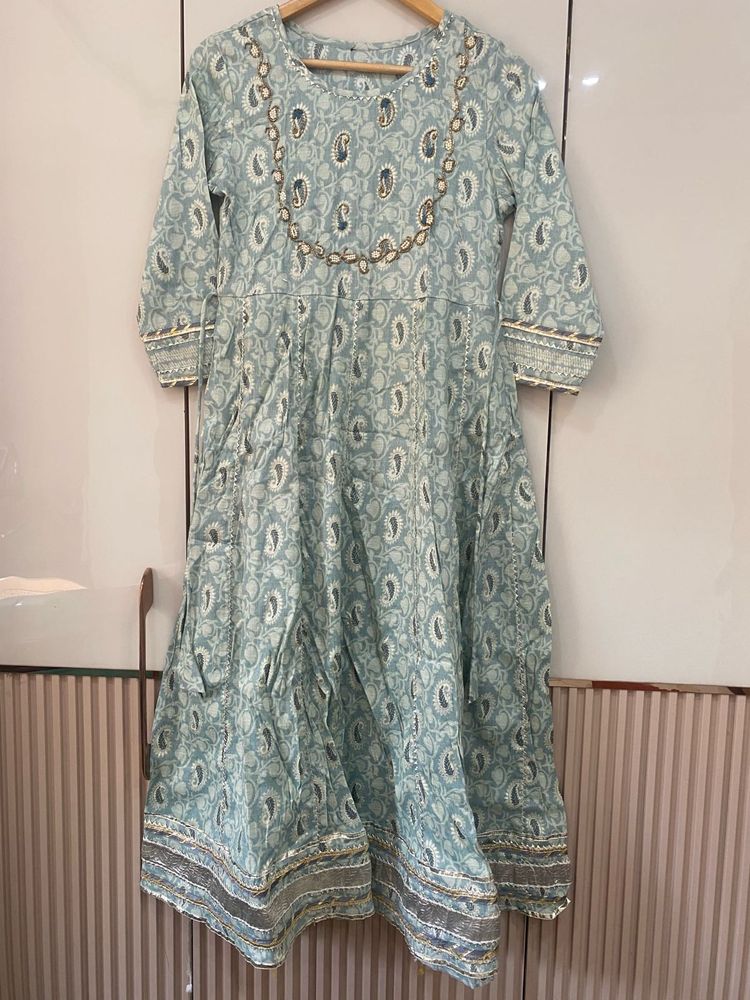 Sky Blue Anarkali Gotapatti suit Set
