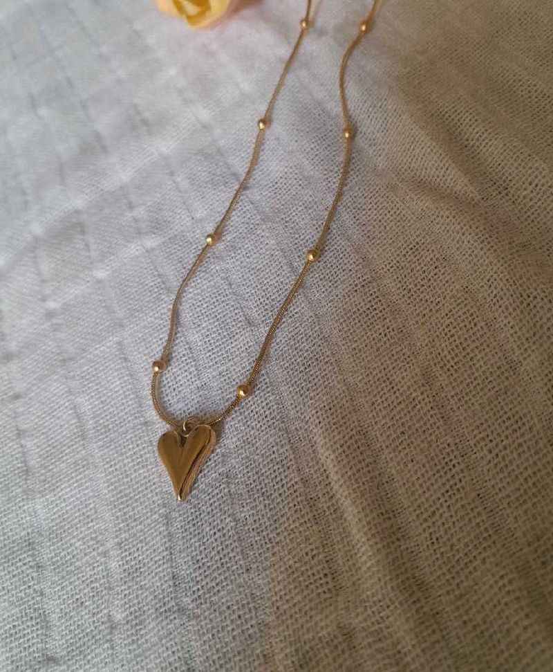 Golden Heart Charm Pendant Chain( Anti Tarnish)