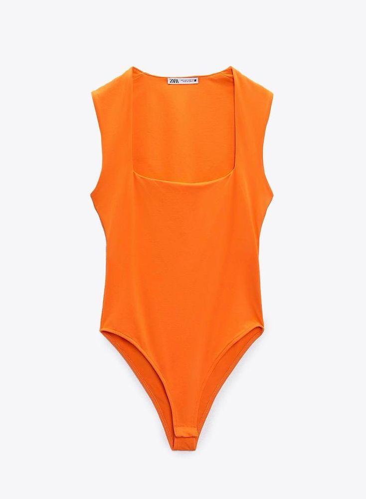 ZARA Coral Orange Bodysuit in Size Large