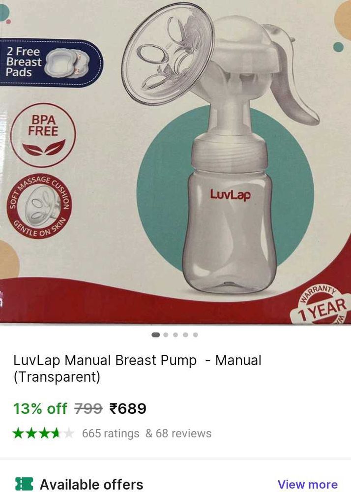 LuvLap Manual Breast Pump