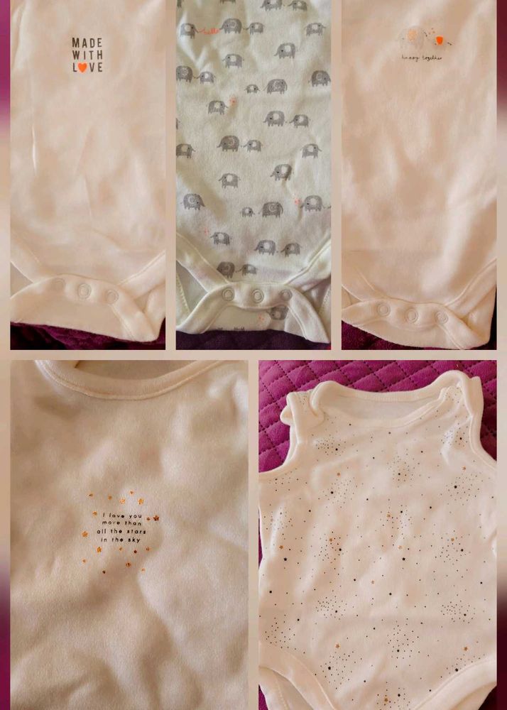 5  Set MotherCare New Born Baby Bodysuit