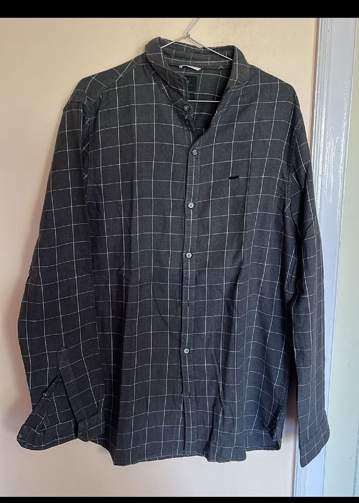 Grey Plaid Long Sleeve Shirt