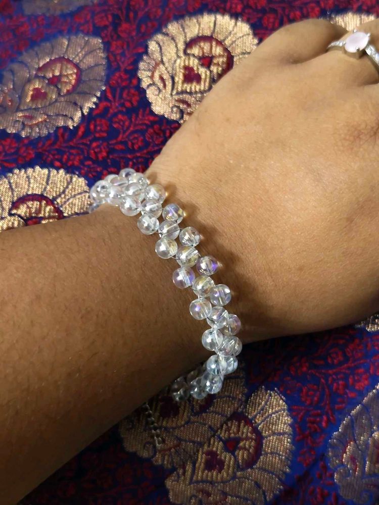 Crystal Beads Bracelet With Silver Lobster Hook