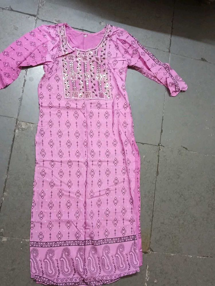 Pink Printed Kurta