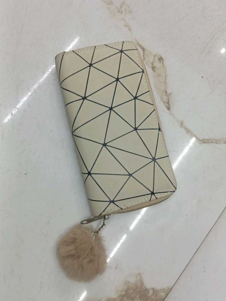 Geometric Wallet w/ Pom Po