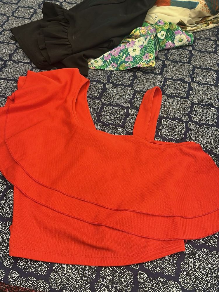 Red Ruffle Top