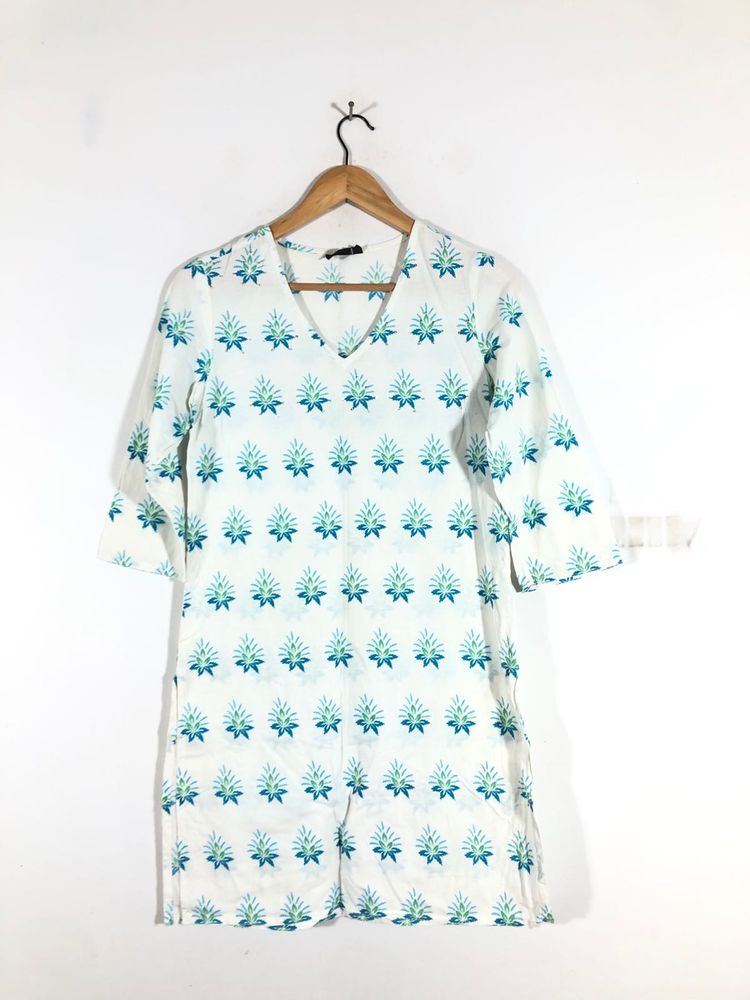 White Printed Kurta (Women’s)