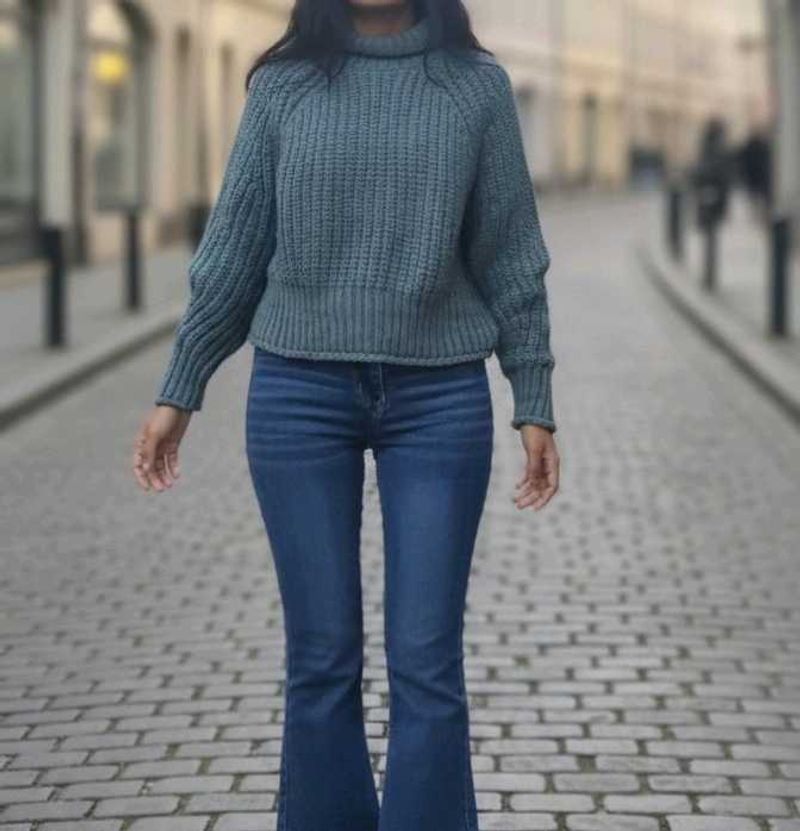 Green Knit Turtleneck Sweater