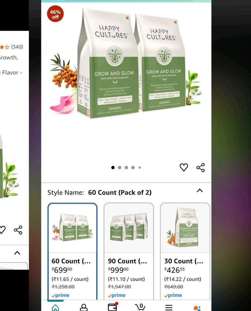 3 packs sale Happy Cultures Grow and Glow Gummies