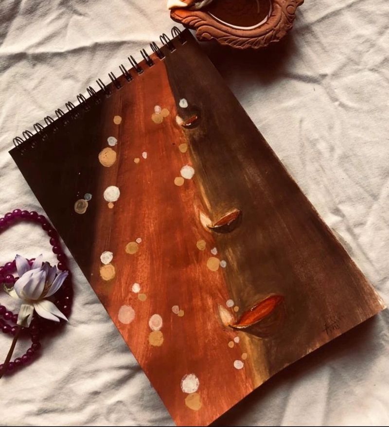 Beautiful Diya Painting On Canvas Customized