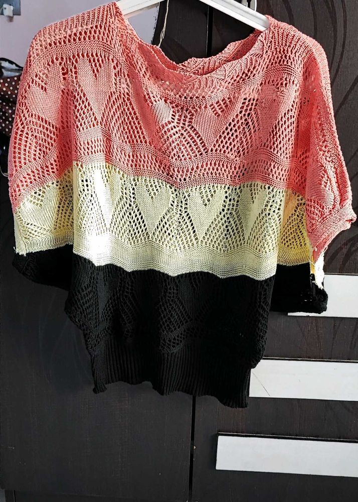 Colourblock Crochet Butterfly Top