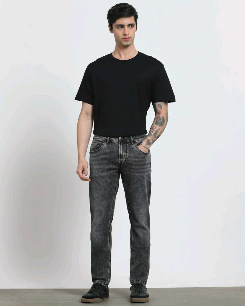 Men's Gray Wash Denim Jeans