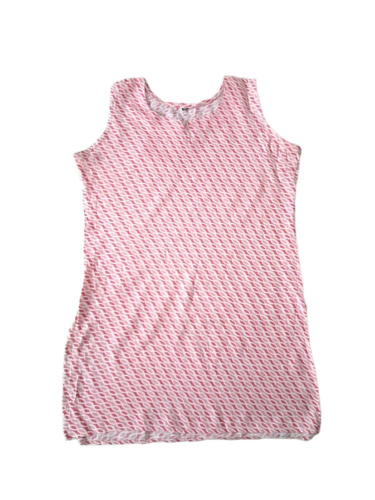 Pink Patterned Sleeveless short kurti