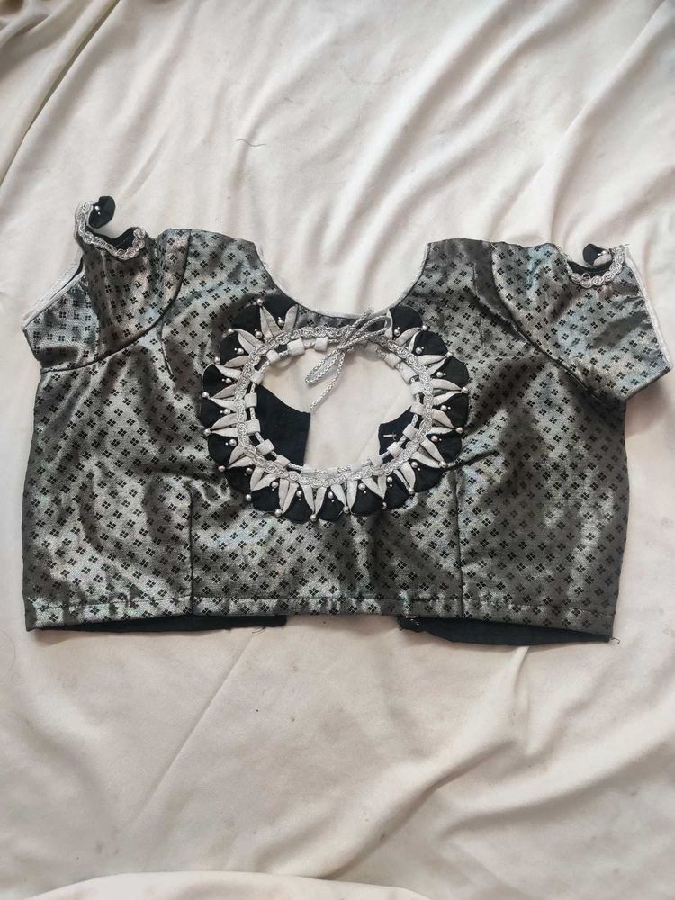 Silver With Black Blouse