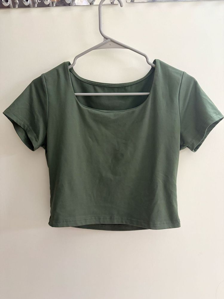 Olive Green Cropped Tee