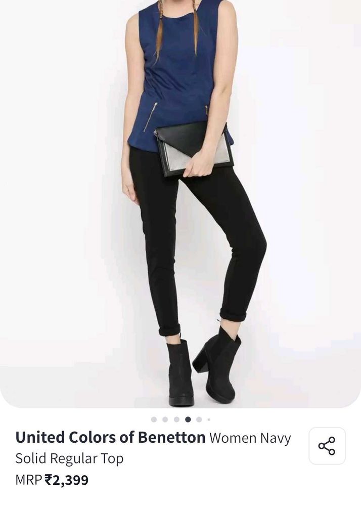 Navy Sleeveless Top - United Colors of Benetton