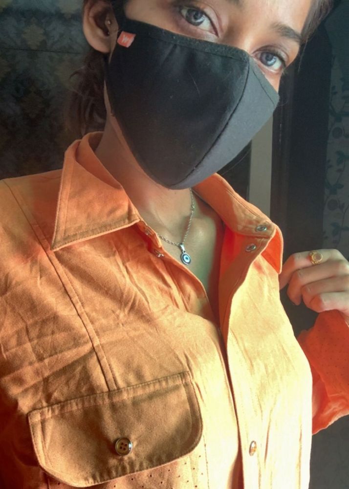 Orange Collared Button-Down Shirt