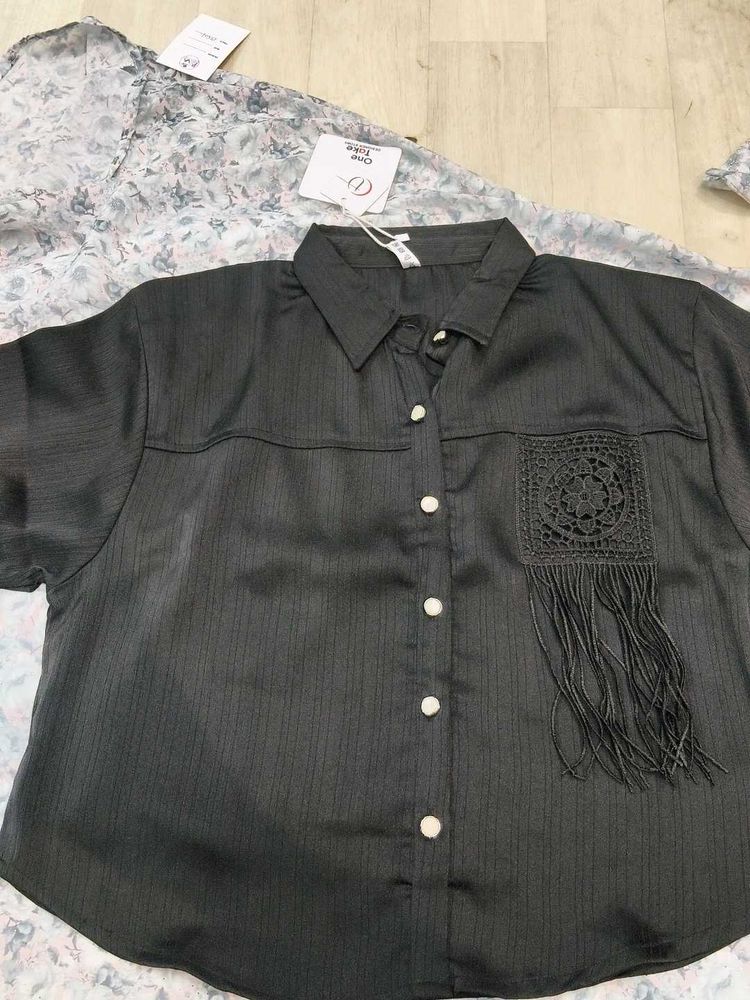 Chic Black Fringe Shirt