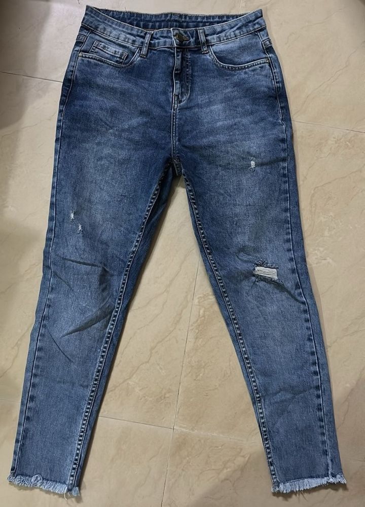 Ripped Hem Jeans
