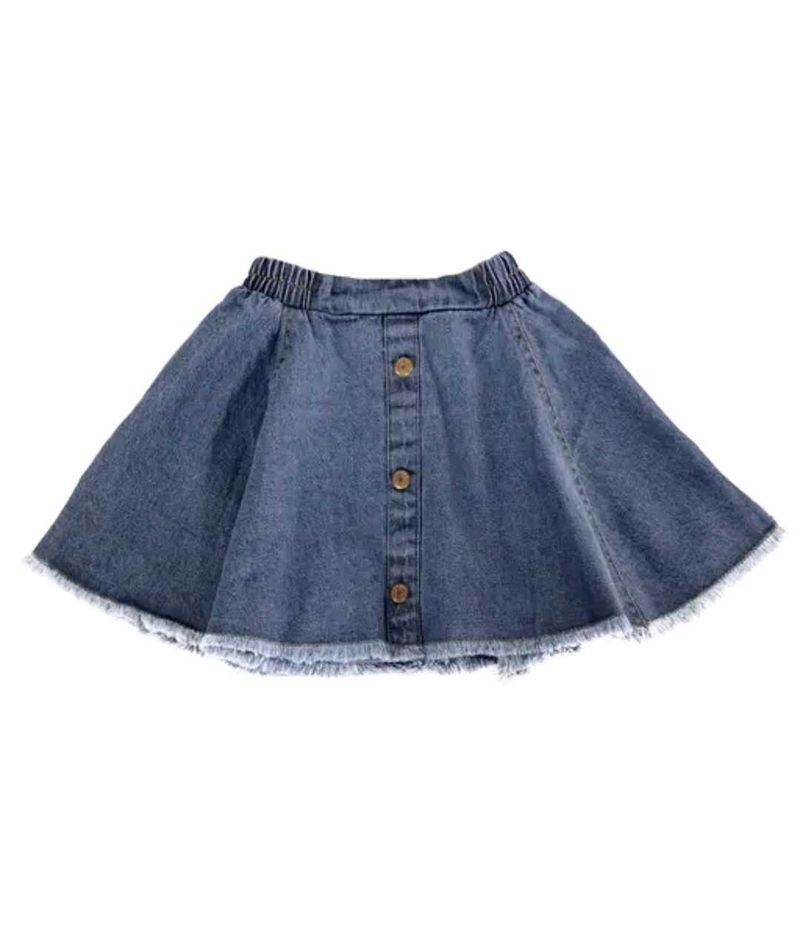 Denim Skirt with Button Detail