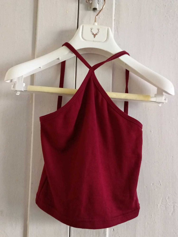Maroon Halter Crop Top
